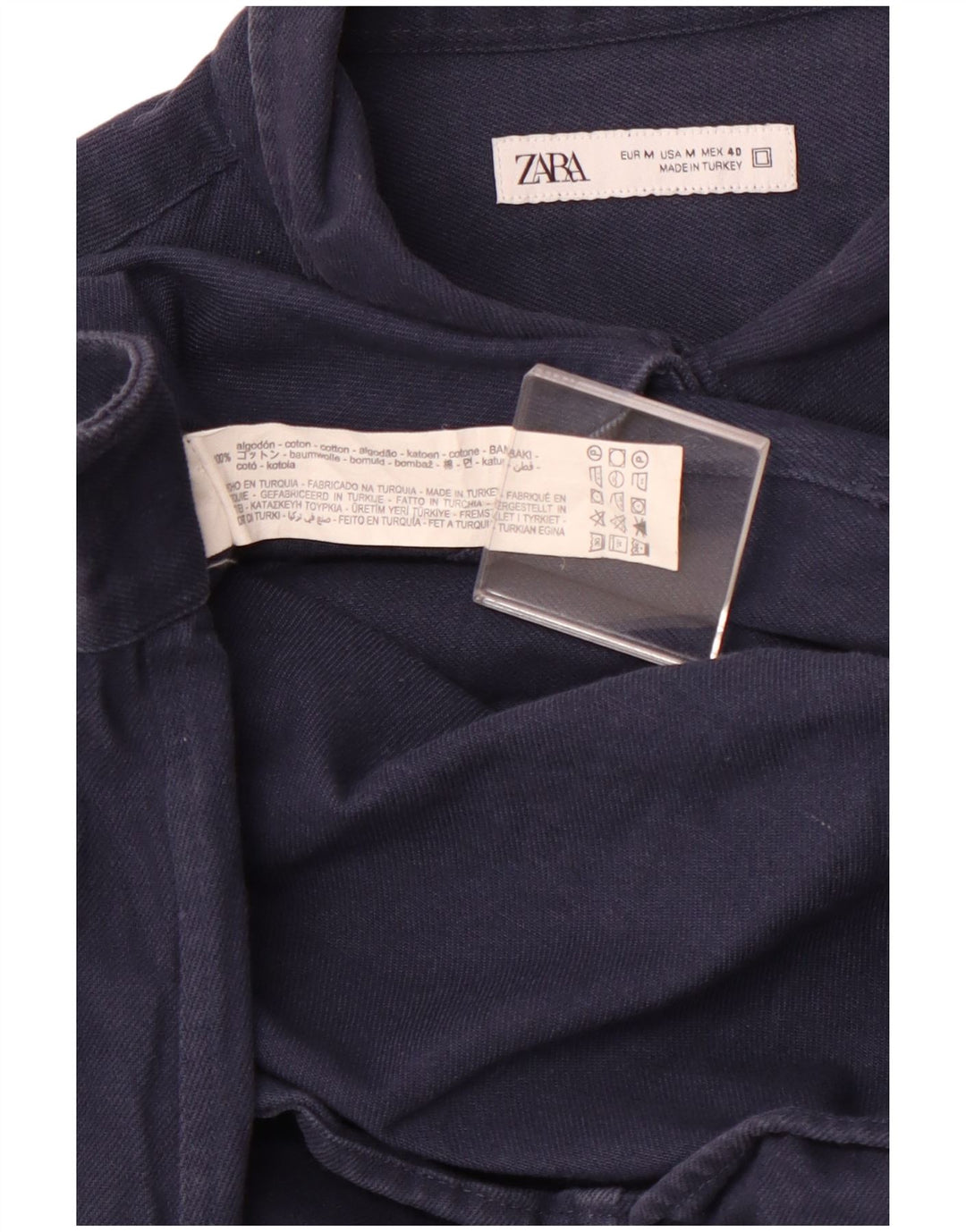 Cămașă de flanel pentru bărbați ZARA, bumbac, albastru bleumarin mediu