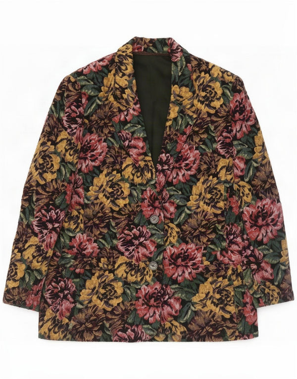 Vintage Womens 2 Button Blazer Jacket UK 12 Medium Multicolor Floral