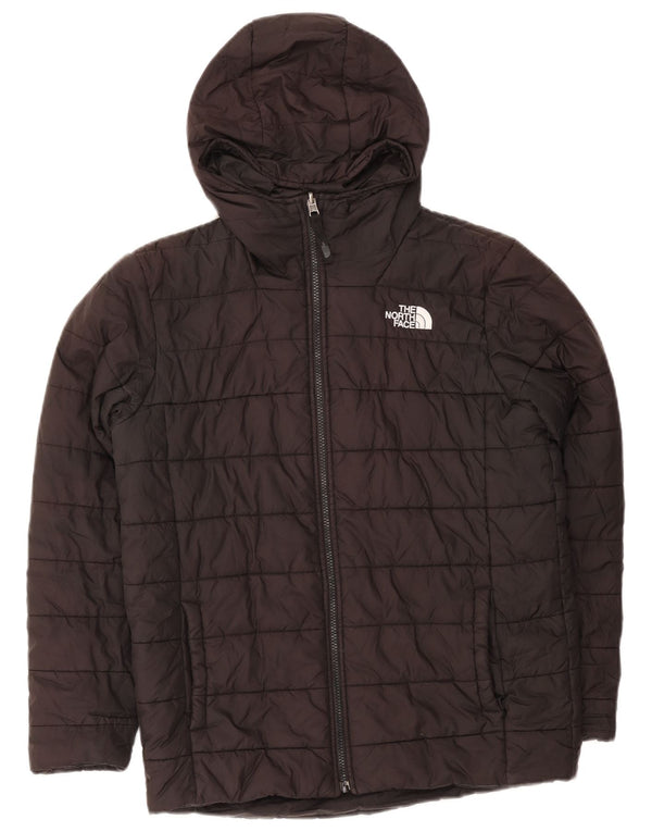 Jachetă căptușită cu glugă THE NORTH FACE pentru băieți 11-12 ani, neagră