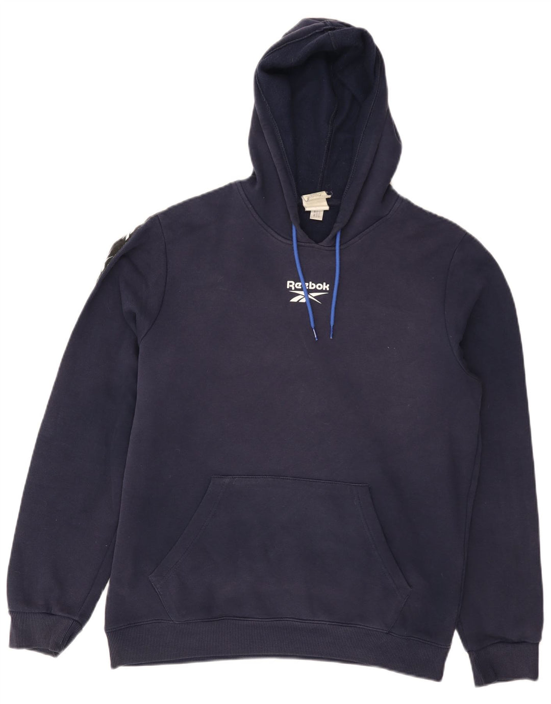 Pulover Reebok pentru bărbați cu glugă grafic, mediu din bumbac bleumarin