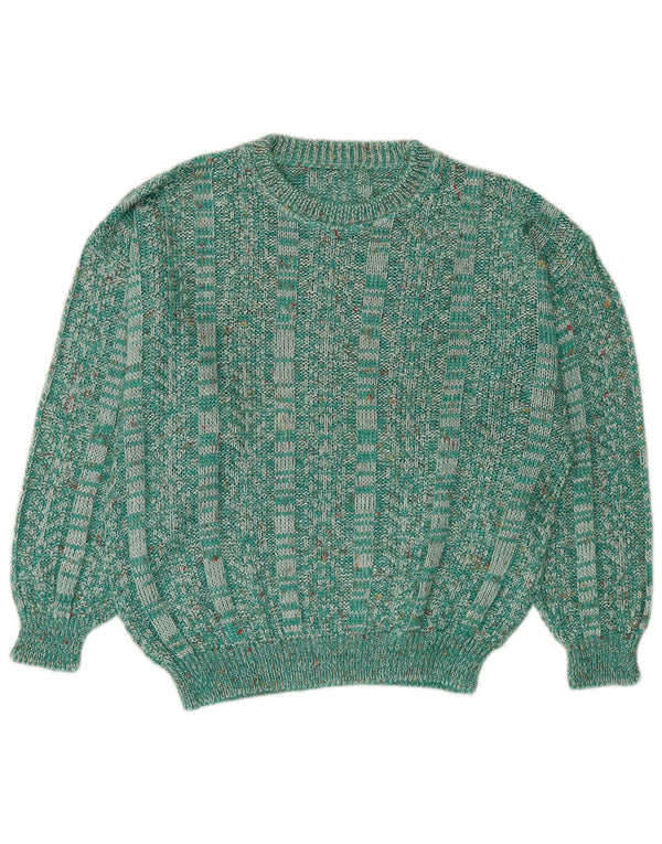 Pulover vintage pentru femei cu gâtul cu barca UK 14 Medium Green Flecked