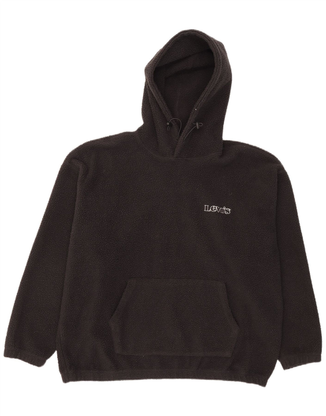 Pulover LEVI'S pentru bărbați, relaxat, cu glugă, poliester mare, negru
