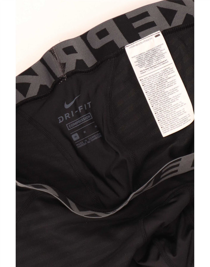 Leggings grafic Nike Dri Fit pentru bărbați, poliester cu dungi medii, negre
