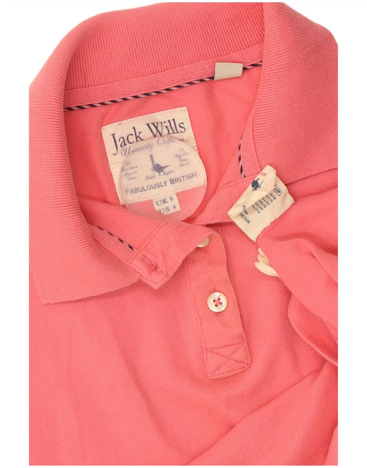 JACK WILLS Tricou polo pentru femei UK 8 mic bumbac roz
