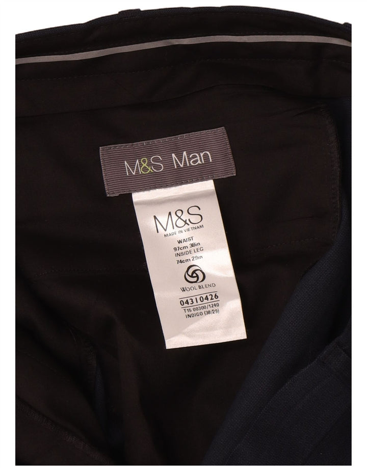 Pantaloni chino pentru bărbați Marks & Spencer L38 L29 Lână bleumarin