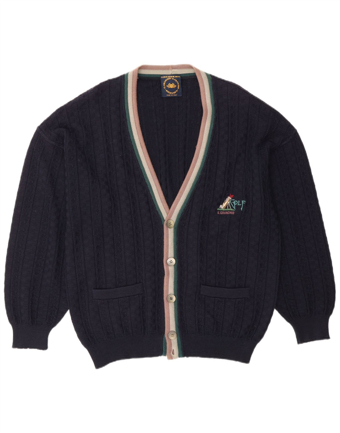 Pulover cardigan bărbați Il Granchio, mare, bleumarin