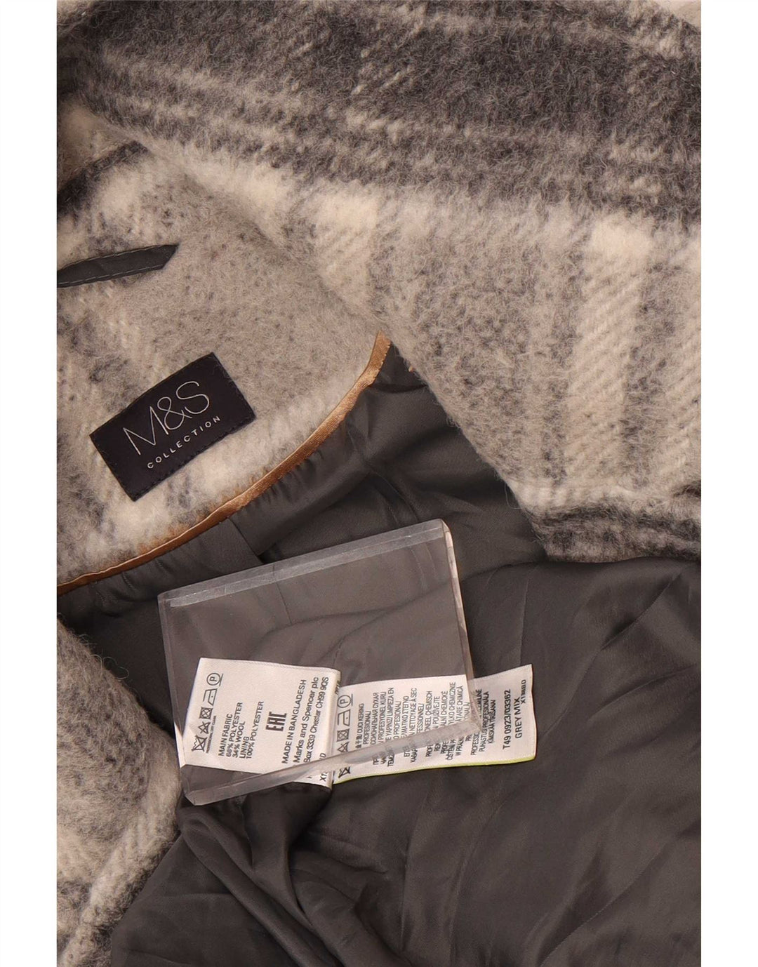 Palton dublu pentru femei Marks & Spencer UK 16, mare, cu carouri gri