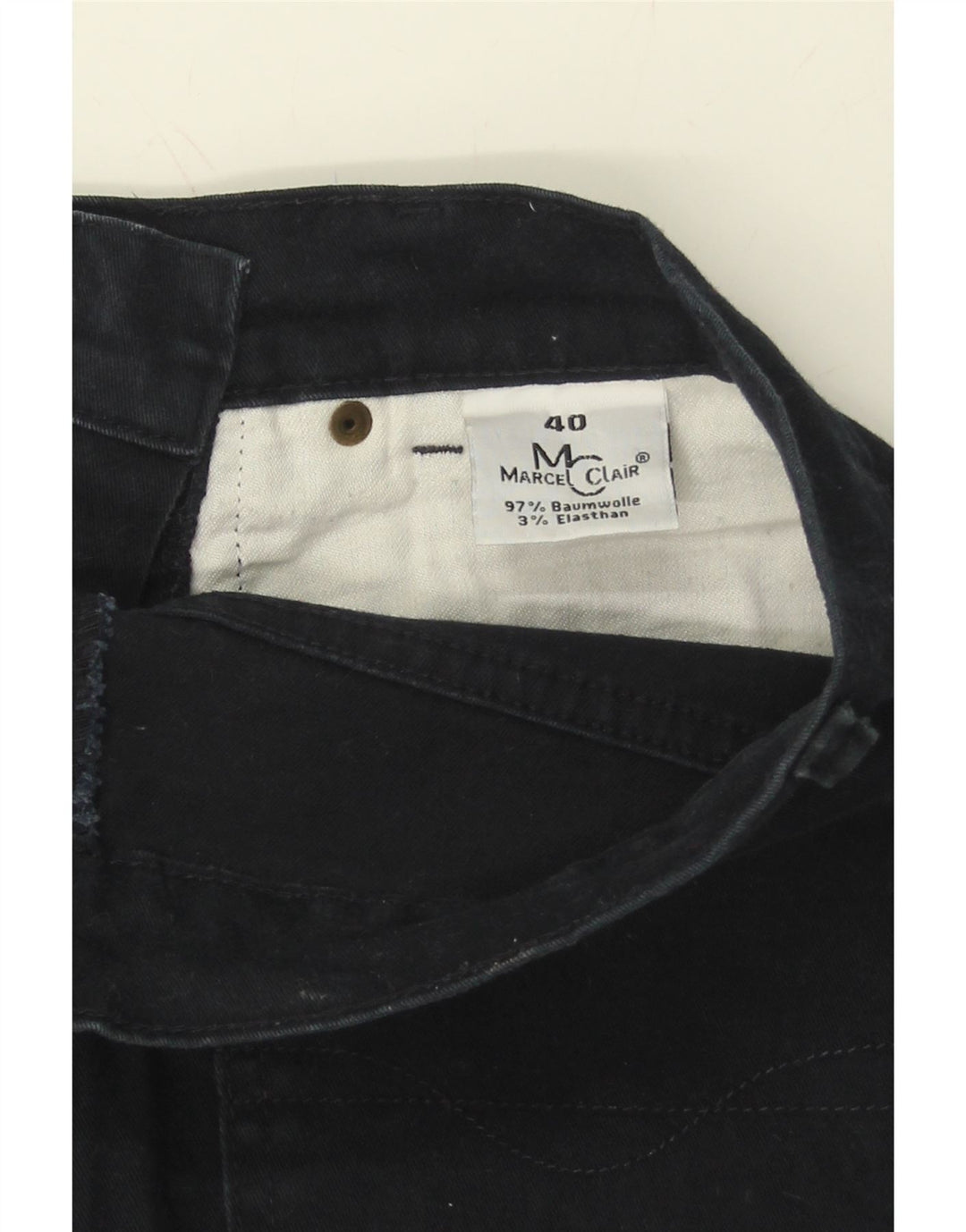 MARCEL CLAIR Womens Slim Casual Trousers EU 40 Medium W30 L30 Navy Blue Vintage Marcel Clair and Second-Hand Marcel Clair from Messina Hembry 