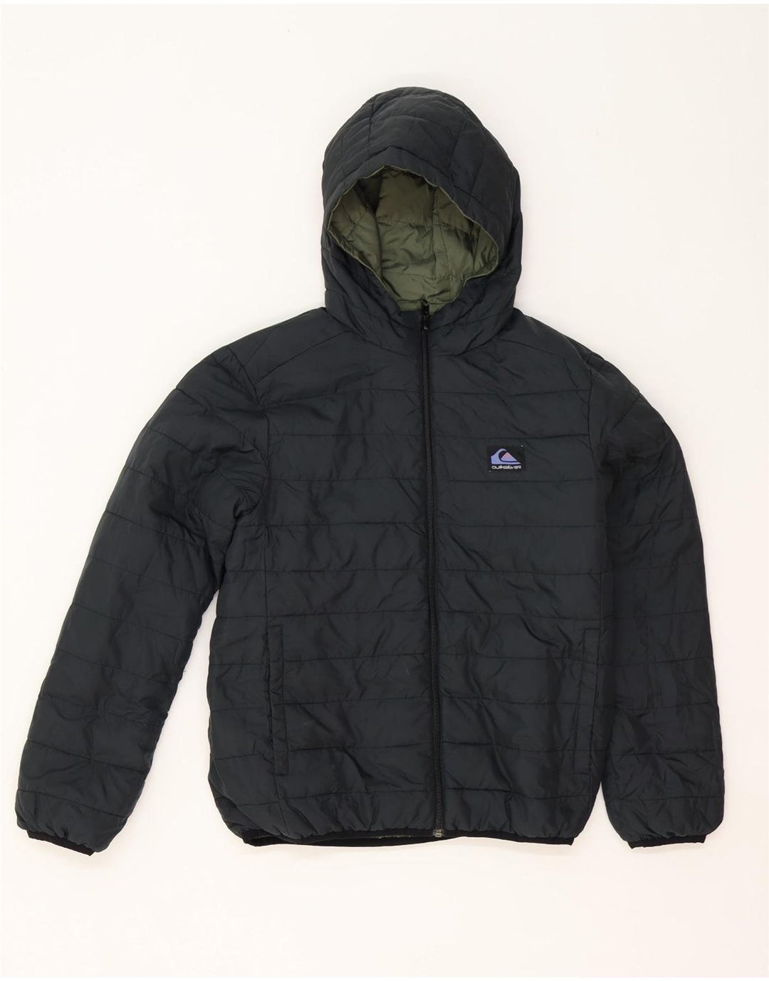 Jachetă căptușită reversibilă cu glugă Quiksilver pentru băieți 11-12 ani kaki mediu