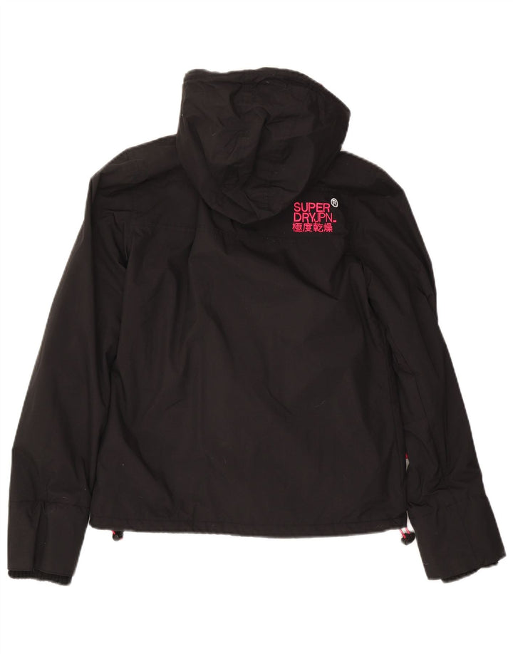Jachetă Windbreaker cu glugă Superdry pentru femei UK 10 Small Black Nylon