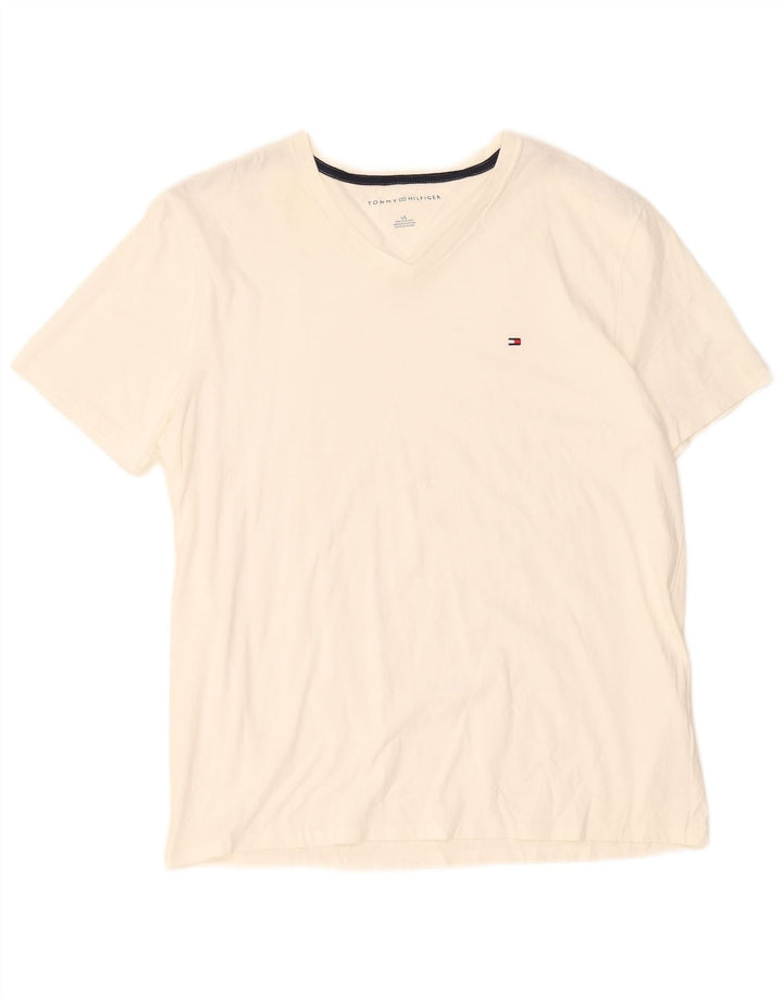 Tricou Tommy Hilfiger pentru bărbați Top mare din bumbac alb