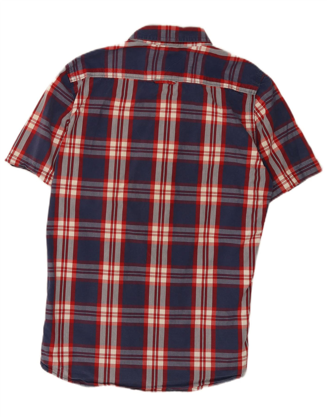 Cămașă cu mânecă scurtă pentru bărbați Superdry, bumbac cu carouri, albastru bleumarin mediu