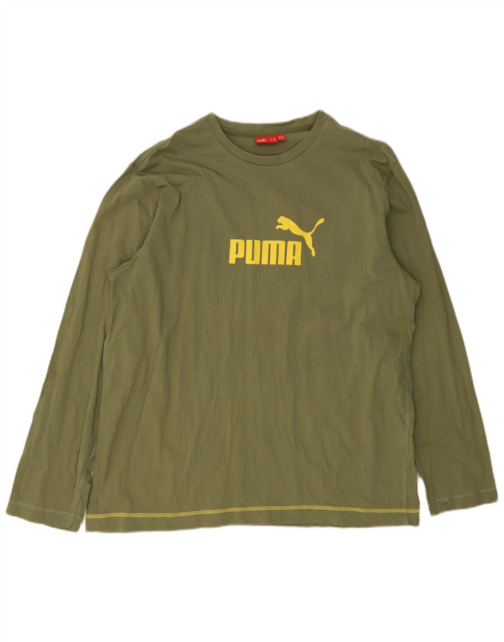 Tricou cu mânecă lungă Puma pentru bărbați, bumbac verde XL