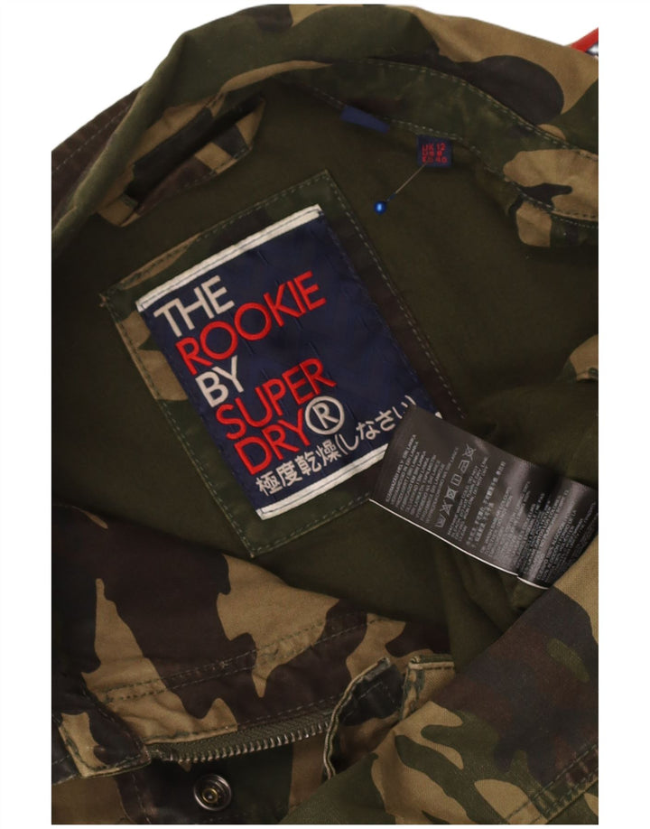 Jachetă militară cu grafică Superdry pentru femei UK 12, camuflaj mediu kaki