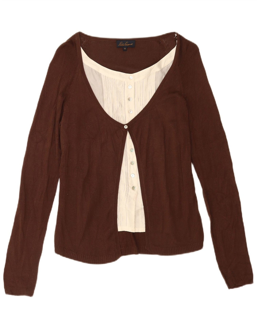 Pulover cardigan pentru femei Luisa Spagnoli UK 12 Mătase maro medie