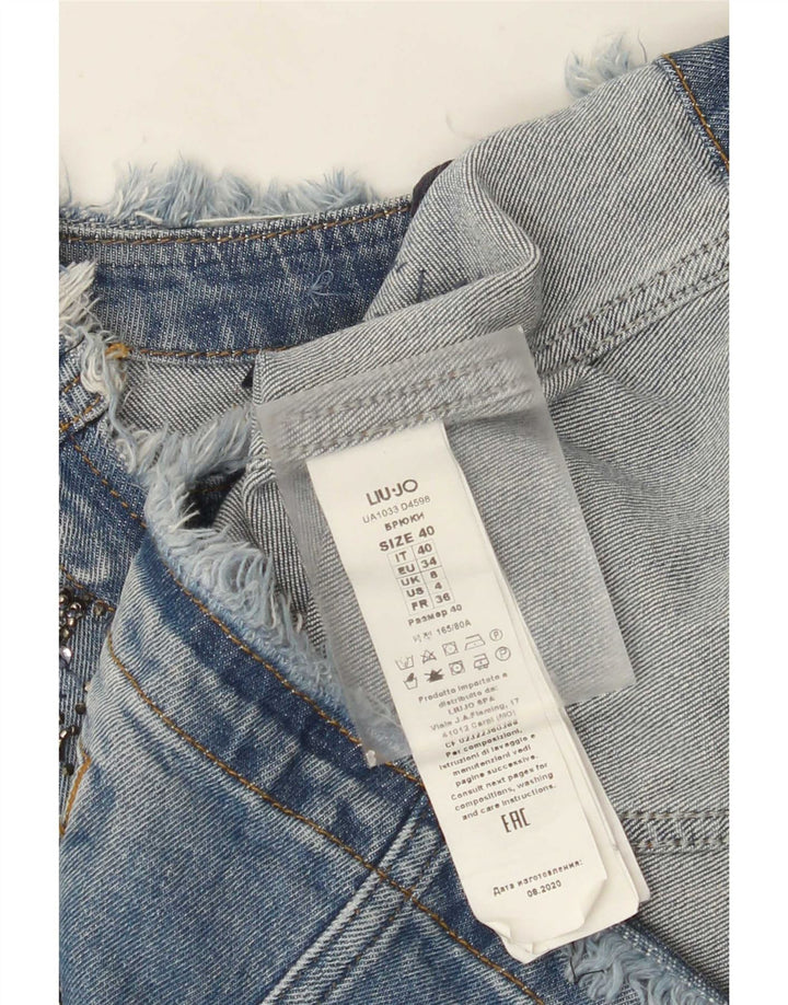 Jachetă de denim crop Liu Jo pentru femei UK 8 Small Blue Bumbac