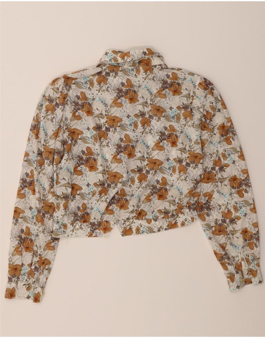 ETERNA Womens Crop Shirt Blouse IT 40 Small Grey Floral Polyester Vintage Eterna and Second-Hand Eterna from Messina Hembry 