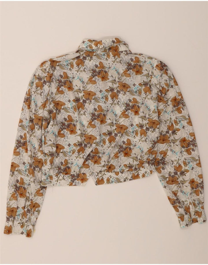 ETERNA Womens Crop Shirt Blouse IT 40 Small Grey Floral Polyester Vintage Eterna and Second-Hand Eterna from Messina Hembry 