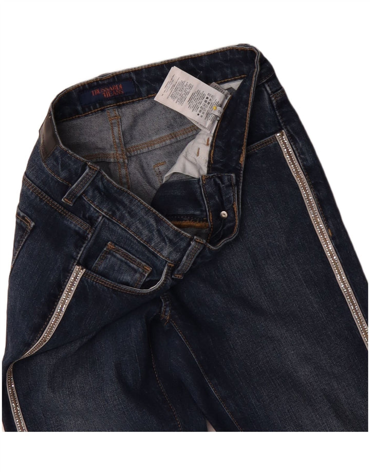Trussardi Blugi subțiri pentru femei IT 40 Small W26 L29 Bumbac albastru