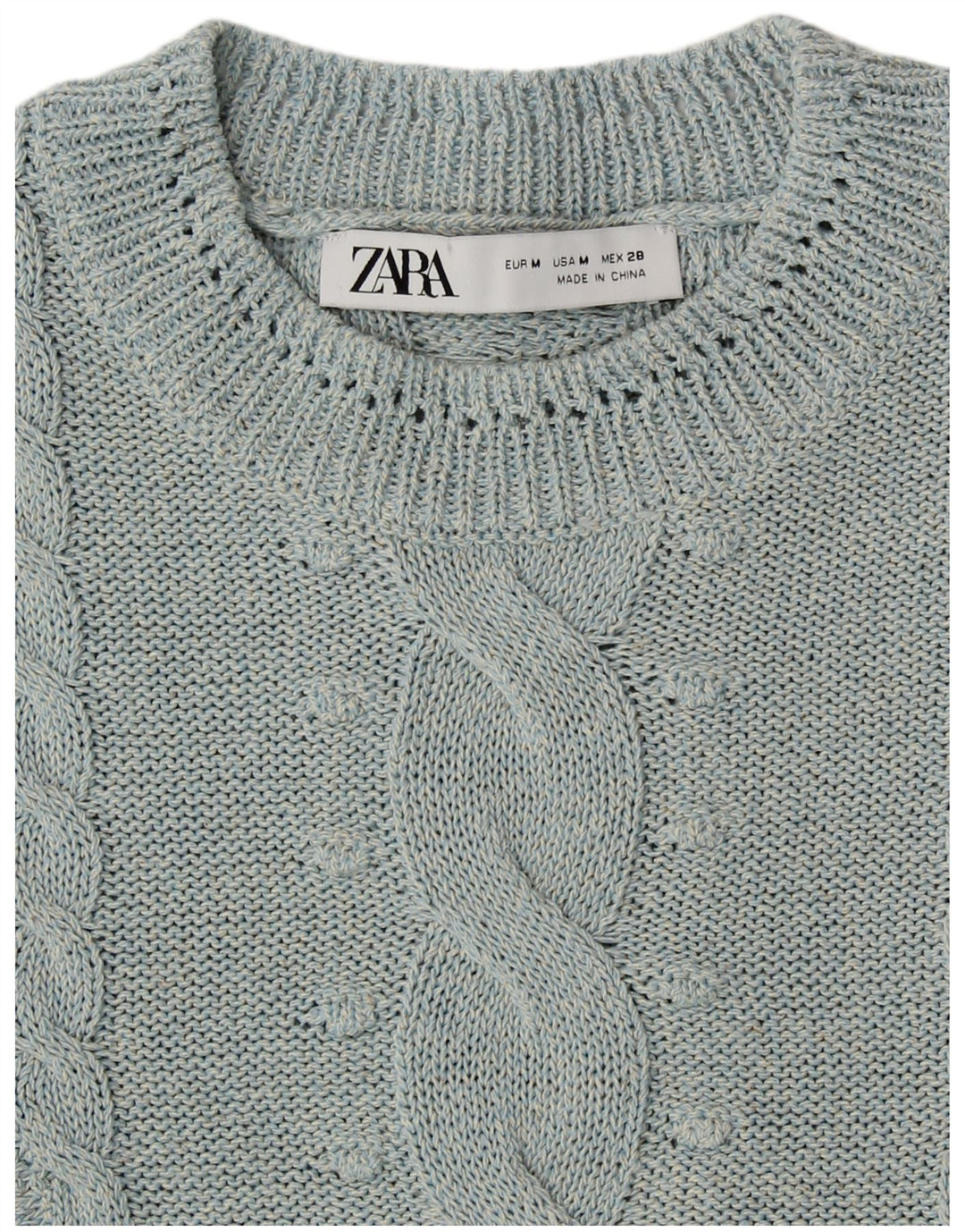 Pulover de damă ZARA Crop Crew Gate UK 14 Medium Blue