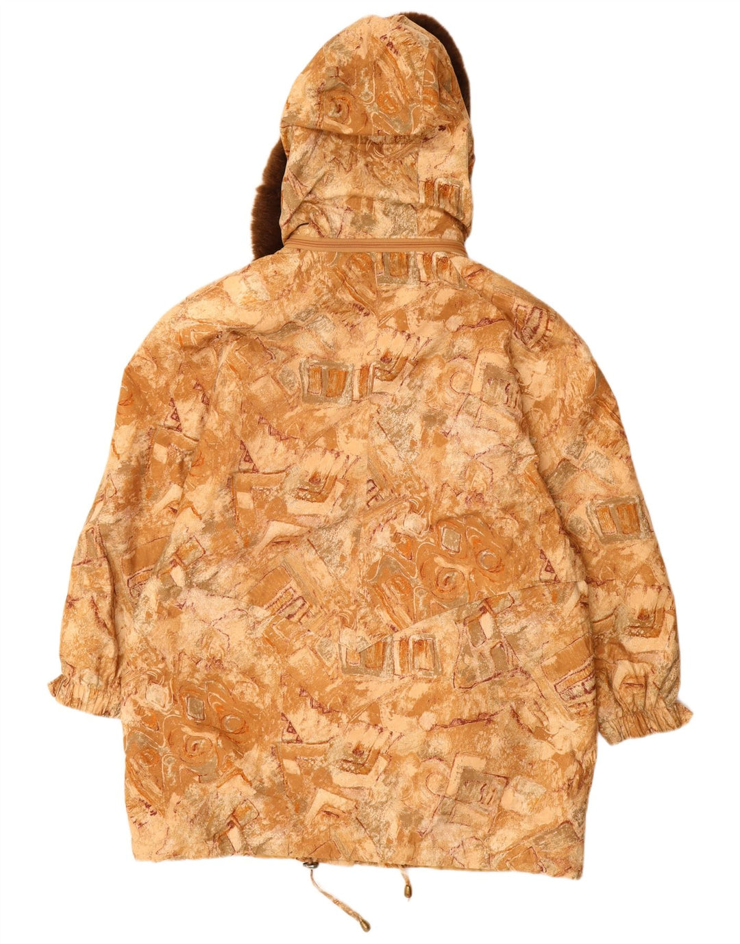 VINTAGE Jachetă de vânt cu glugă pentru femei Mărimea 22 3XL Bej Geometric