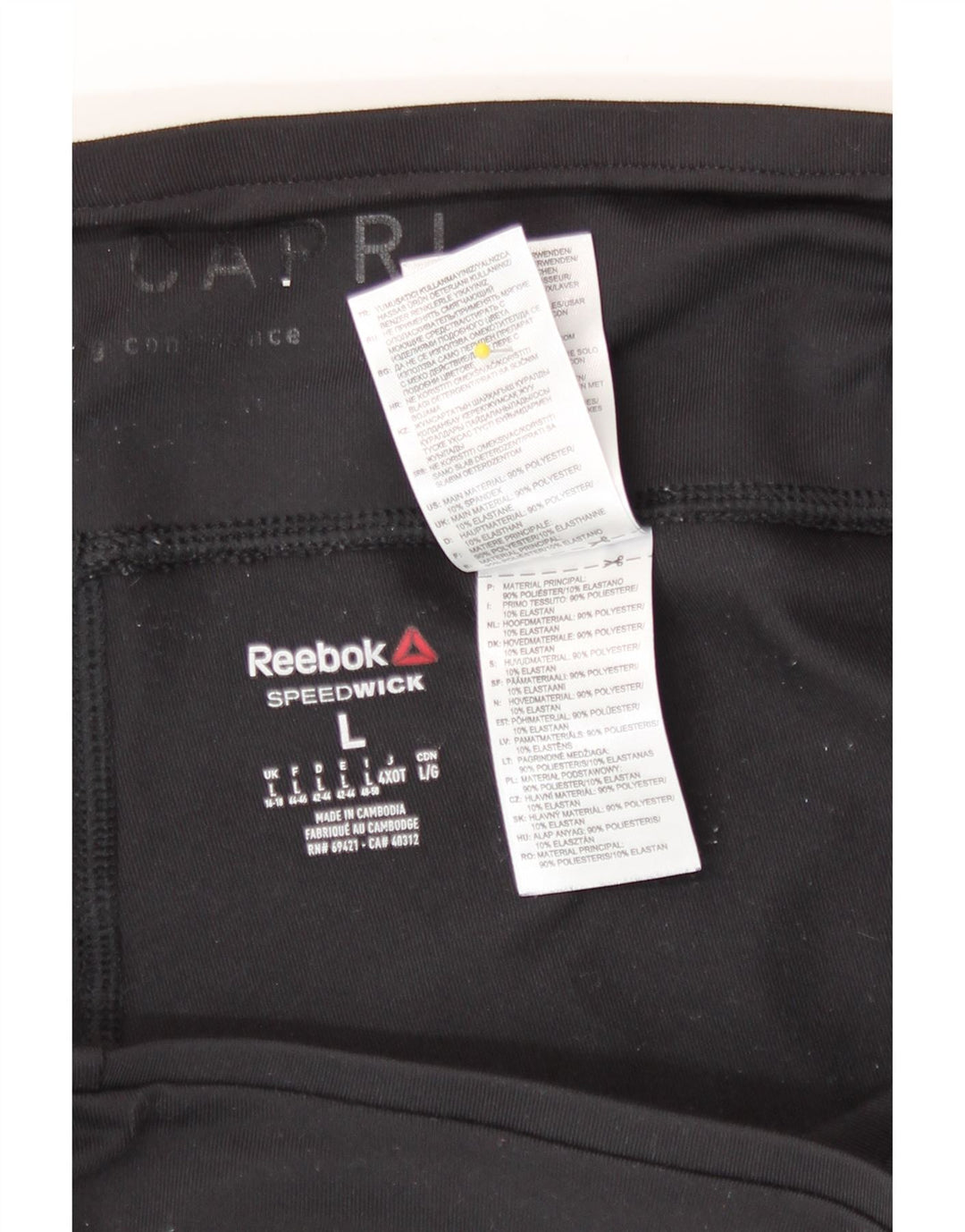 Leggings Capri pentru femei Reebok Marea Britanie 16/18 Poliester negru mare