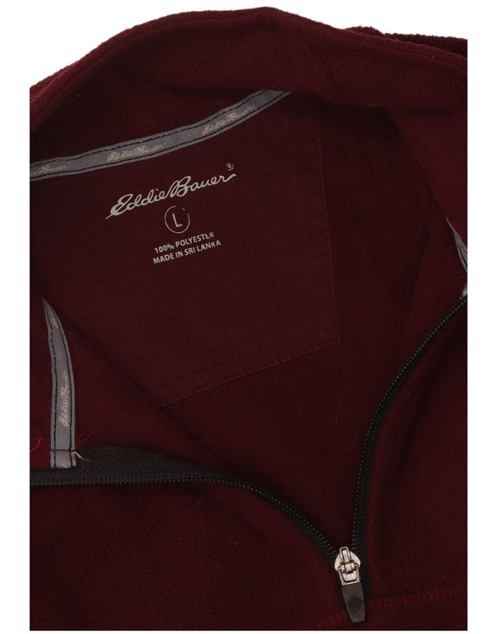 Pulover pentru bărbați Eddie Bauer, cu fermoar și gât, poliester maro mare