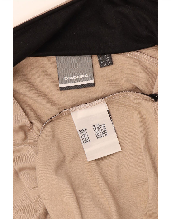 DIADORA Mens Tracksuit Top Jacket UK 40 Medium Beige Colourblock Polyester