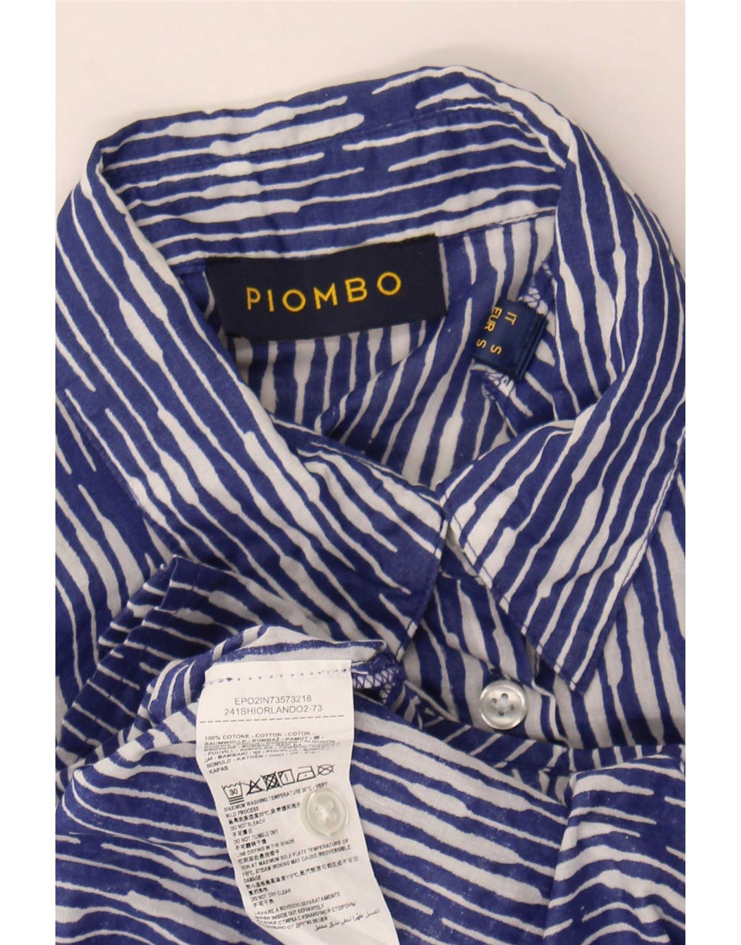 Cămașă Piombo pentru femei UK 10 mic albastru Ikat bumbac