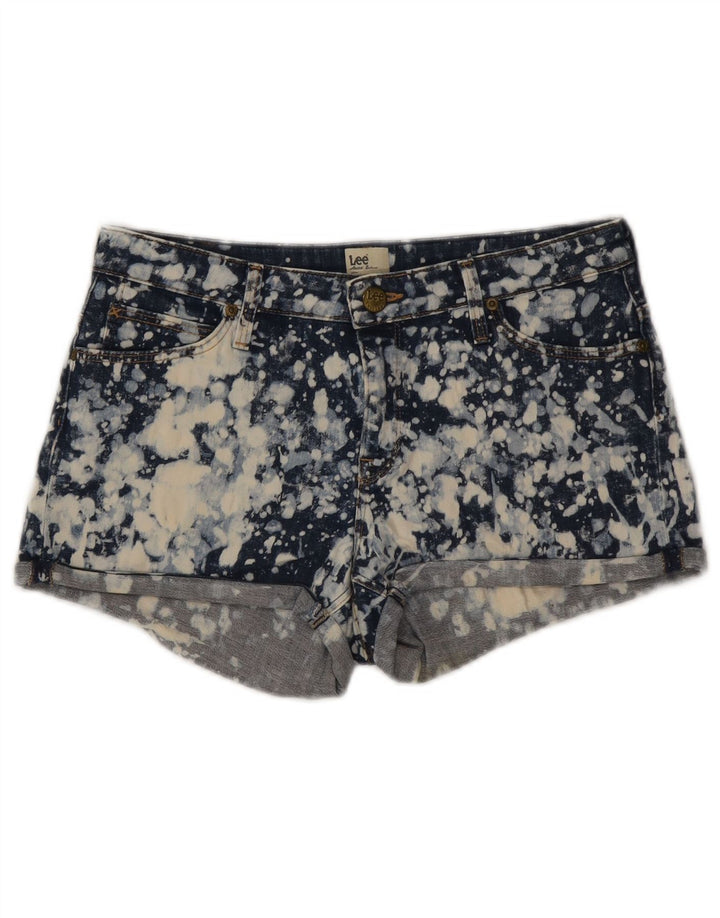 Pantaloni caldi din denim pentru femei Lee W28, bumbac cu vopsea cravată, albastru marin mediu