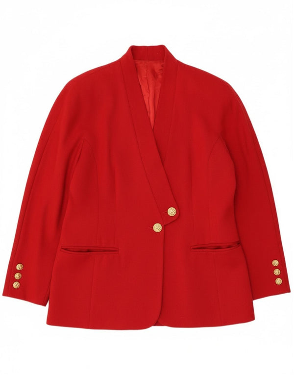 Vintage Womens 2 Button Blazer Jacket IT 44 Medium Red Virgin Wool