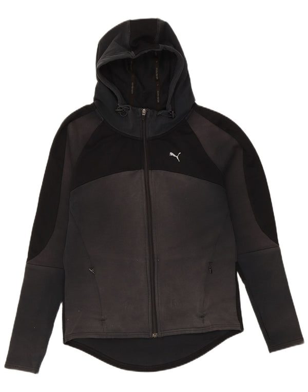 Pulover Puma pentru femei, cu fermoar, cu capota, UK 10, bumbac color bloc negru