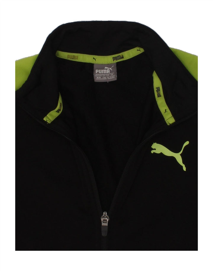 PUMA Boys Tracksuit Top Jacket 9-10 Years Black Polyester | Vintage Puma | Thrift | Second-Hand Puma | Used Clothing | Messina Hembry 