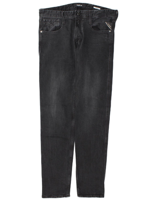Replay Mens Anbass Slim Jeans W32 L32 Grey Cotton