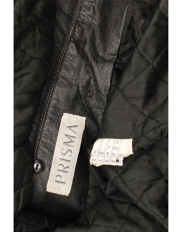 PRISMA Womens Leather Coat UK 14 Large  Black Leather Vintage Prisma and Second-Hand Prisma from Messina Hembry 