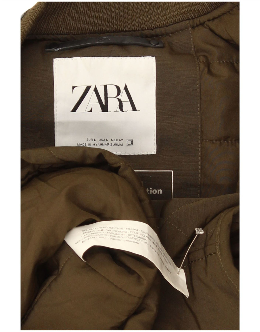Gilet matlasat pentru bărbați Zara UK 40, mare, kaki, poliester