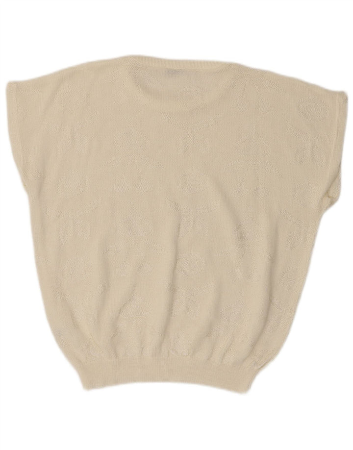 VINTAGE Pulover supradimensionat pentru femei cu gâtul turnat UK 14 Medium Off White