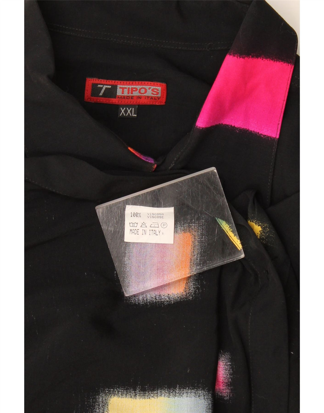 Cămașă cu mânecă scurtă pentru bărbați Tipo' S 2XL, viscoză geometrică neagră