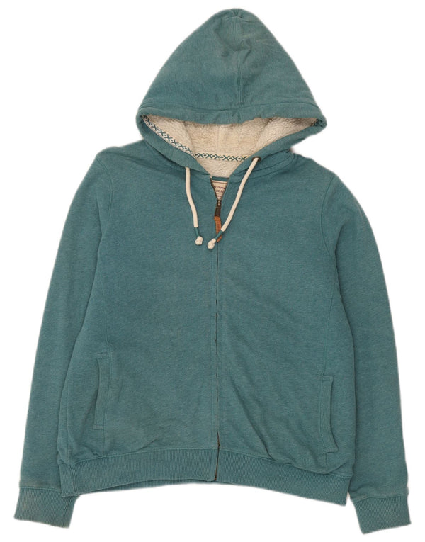 Pulover pentru femei Fat Face Sherpa, cu fermoar, bumbac mare, verde, UK 14