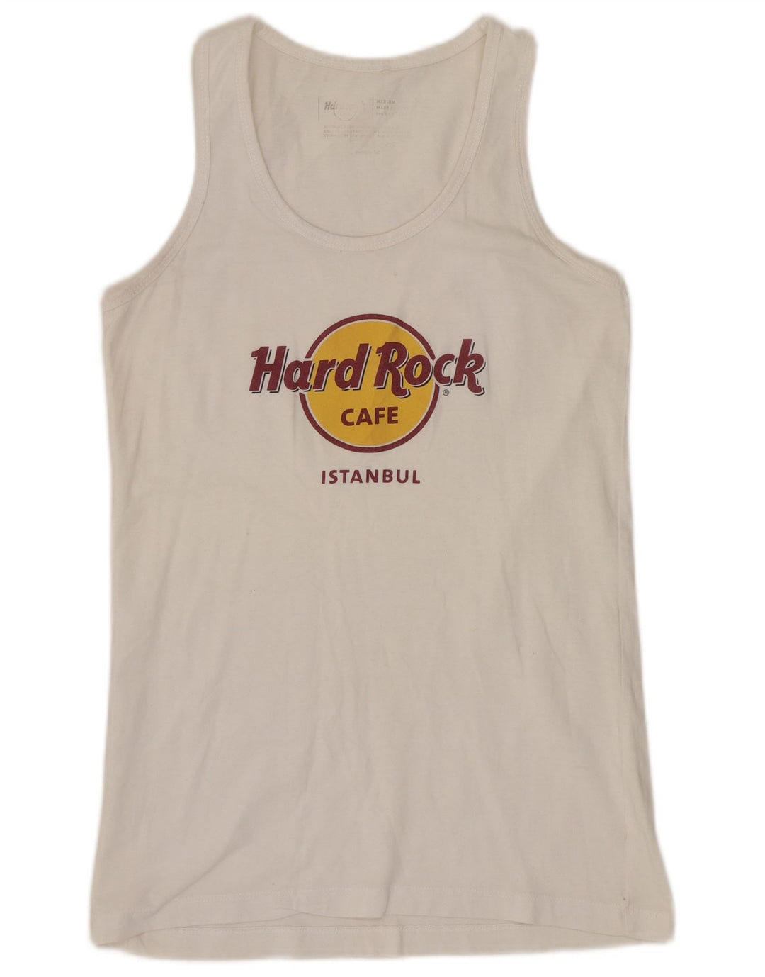 HARD ROCK CAFE pentru femei Istanbul Graphic Vest Vest Top UK 12 Medium White Bumbac