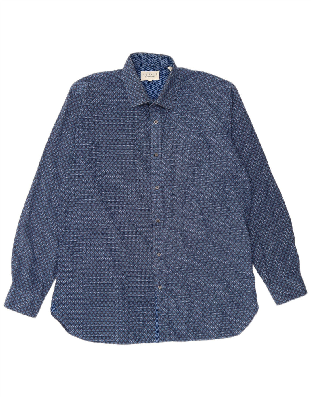 Cămașă pentru bărbați Ted Baker, mărime 16 1/2 mare, bumbac geometric, albastru