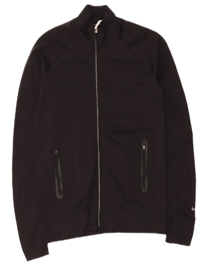 Jachetă de top pentru trening Nike Dri Fit pentru femei UK 10 Small Black Nylon