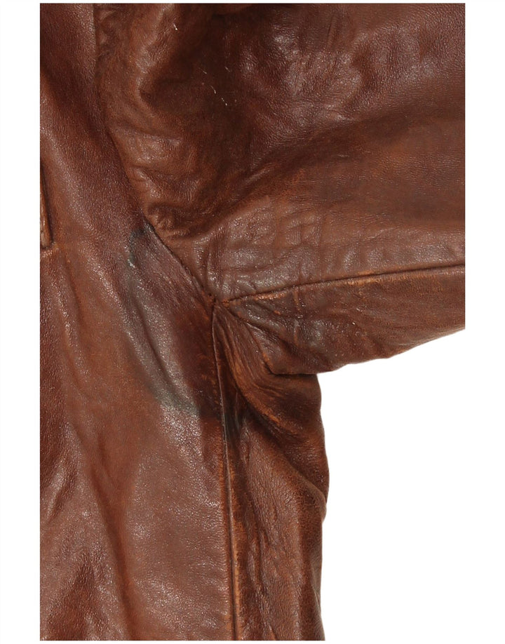 Jachetă vintage pentru bărbați din piele cu 2 nasturi IT 44 XS piele maro