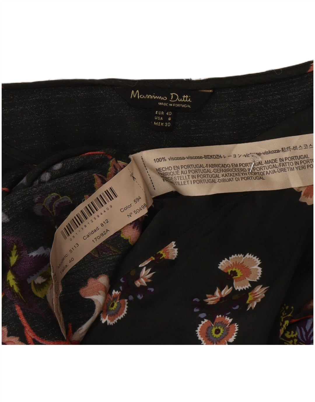Bluză cu mânecă lungă pentru femei Massimo Dutti, EU 40, verde mediu, floral