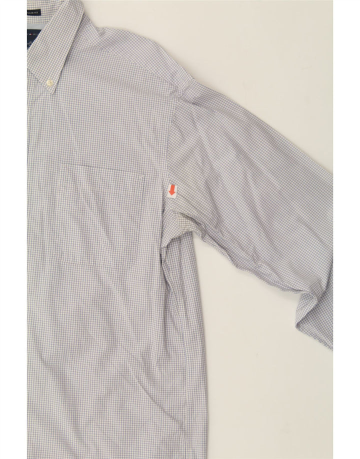 TOMMY HILFIGER Mens Regular Fit Shirt Size 16 Large Blue Check Cotton Vintage Tommy Hilfiger and Second-Hand Tommy Hilfiger from Messina Hembry 