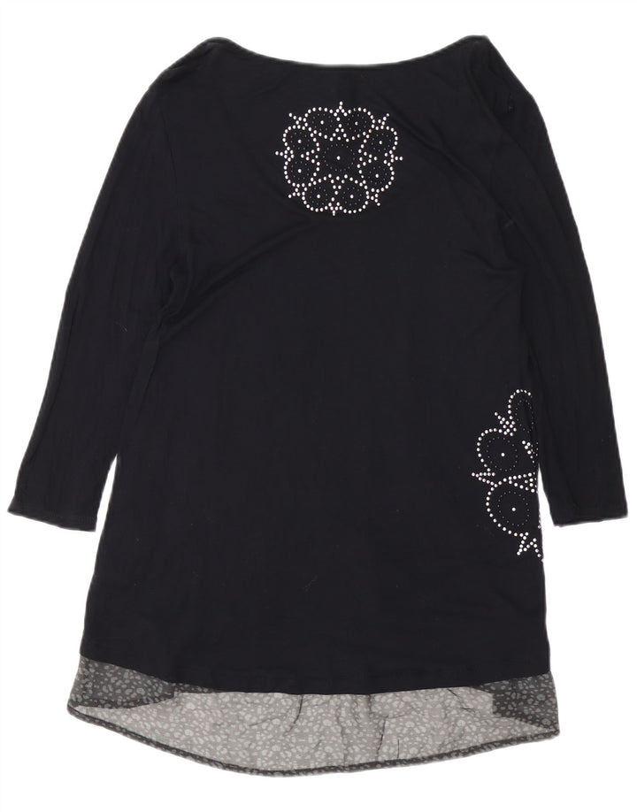 DESIGUAL Rochie A-Line cu mâneci 3/4 pentru femei UK 12 Medium Black Viscose