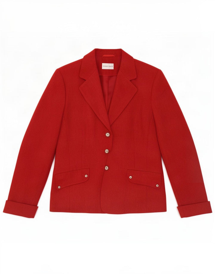Jachetă Blazer pentru femei Frank Eden cu 3 nasturi UK 14 Poliester roșu mare