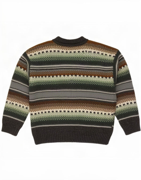 Sonneti Pulover pentru bărbați cu decolteu rotund, mare, verde, acrilic Fair Isle