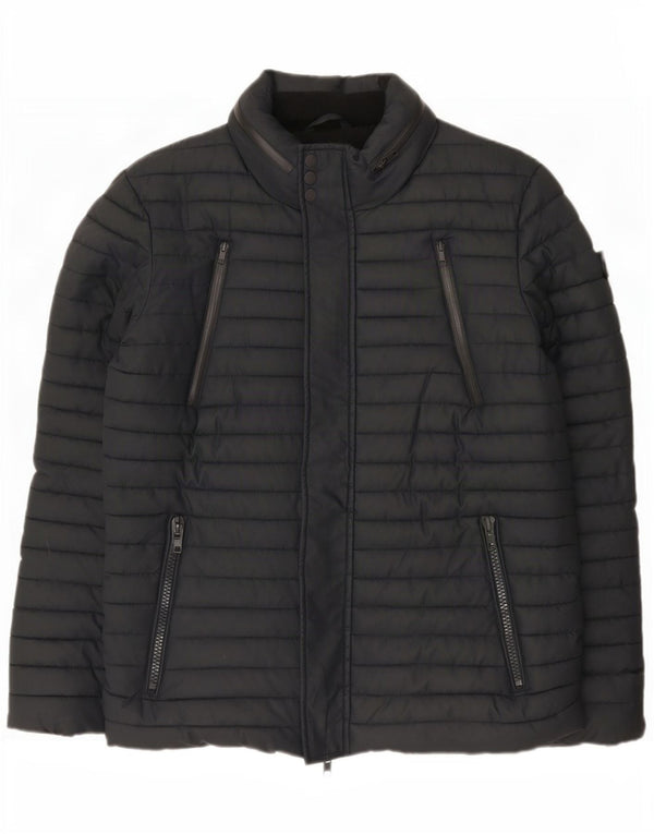 Jachetă căptușită cu glugă Superdry pentru bărbați UK 40 mare, albastru bleumarin, poliester