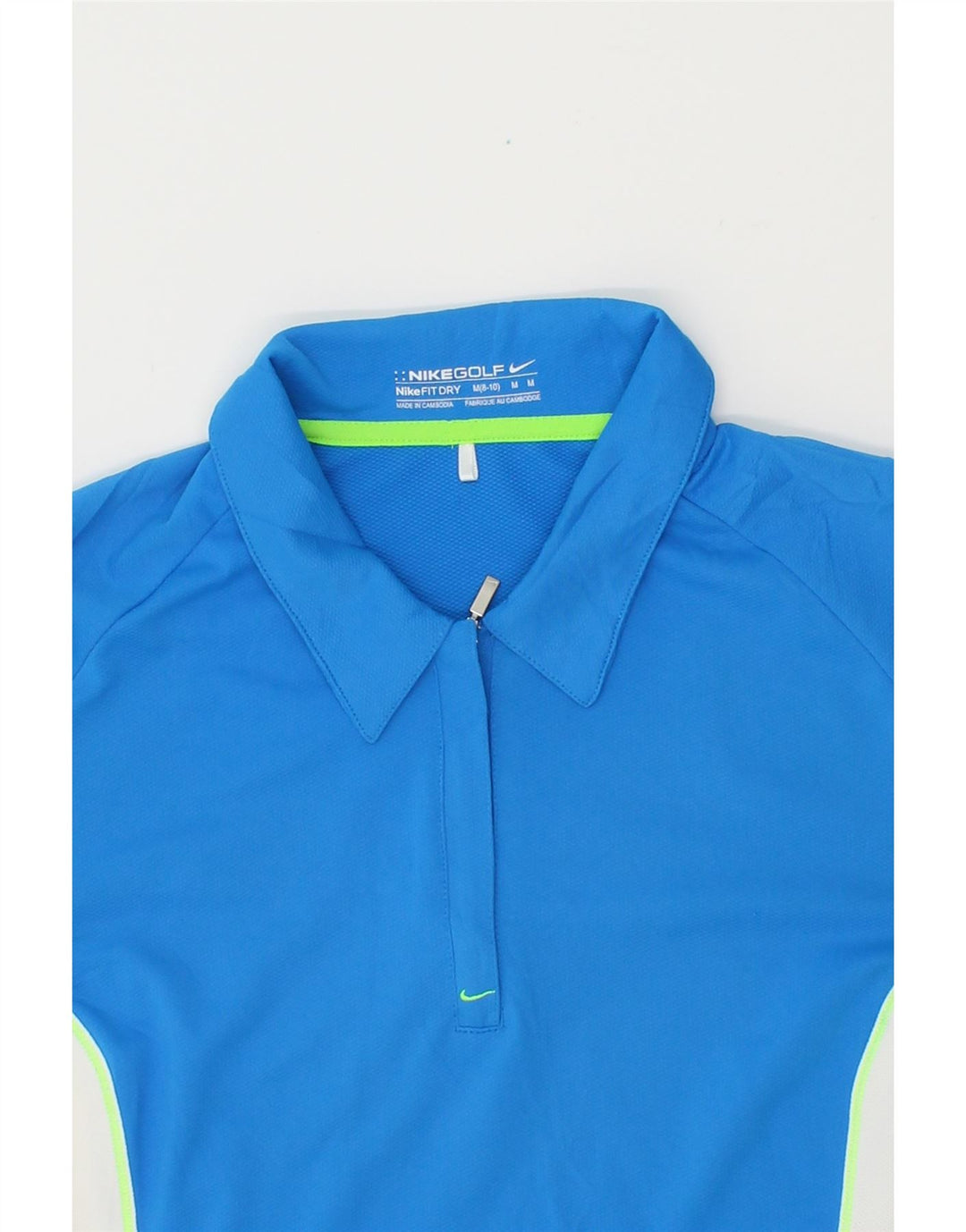 NIKE Womens Polo Shirt US 8/10 Medium Blue Colourblock Polyester Vintage Nike and Second-Hand Nike from Messina Hembry 